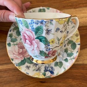 Vintage Allyn Nelson Collection Chintz Bone China Teacup and Saucer Set